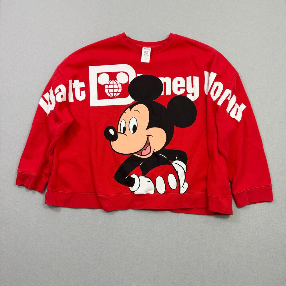 Disney Mickey Mouse Spirit Jersey Sweatshirt Womens 3X Red Crewneck Double Sided
